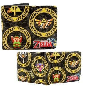 Zelda Triforce Logo BiFold Wallet Black Gold Legend of Zelda